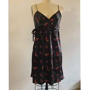 Black spaghetti strap polka dot dress With roses!✨